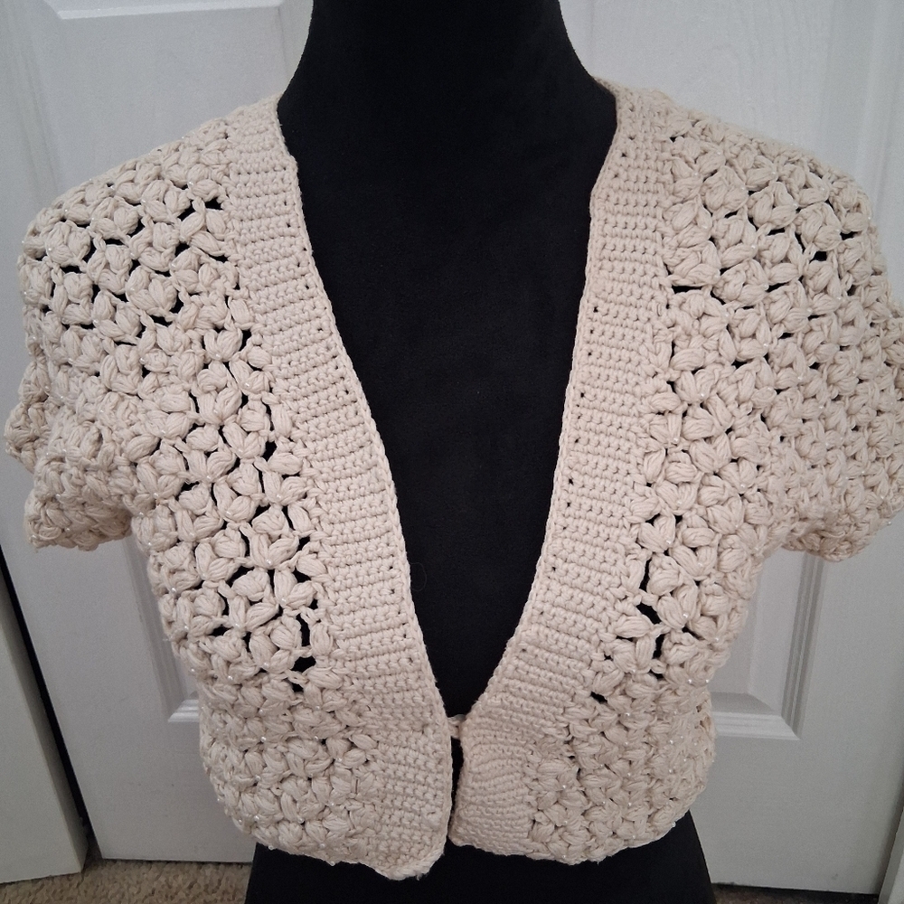 Nougat London Shrug With Tiny Pearl's  Size 2
